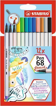 STABILO Štetcové popisovače "Pen 68 brush", sada 12 farieb