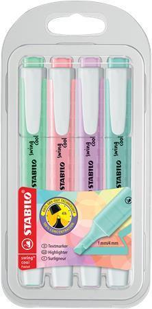 STABILO Zvýrazňovače "Swing Cool Pastel", 4 barvy, 1-4 mm 275/4-08-02