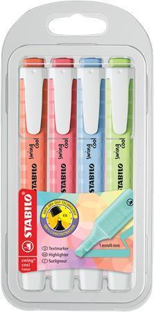 STABILO Zvýrazňovače "Swing Cool Pastel", sada 4 barev, 1-4 mm