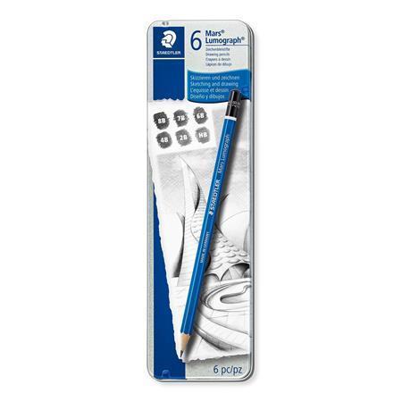 STAEDTLER Grafitové tužky "Mars Lumograph", 6 tvrdostí, šestihranná, umělecká