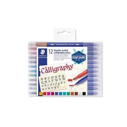 STAEDTLER Kaligrafické popisovače "Calligraph Duo", sada, 12 barev, 2,0/3,5 mm, oboustranné