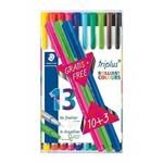 STAEDTLER Liner "Triplus 334 Box" set 10+3, různé barvy, 0,3mm