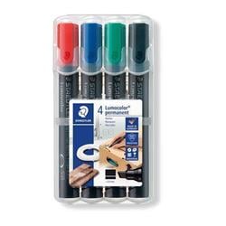 STAEDTLER Permanentní popisovač "Lumocolor 350", sada, 4 barvy, klínový hrot