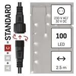 Štandardná LED blikajúca reťaz - rampúchy, 2,5 m, vonkajšia, studená biela