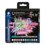Štětcové fixy "Pigment Arts", 12 pastelových barev, 1 mm, STAEDTLER 371 C12-2