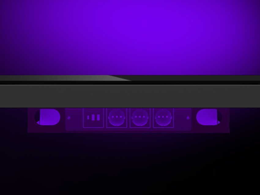 Stôl LORGAR s nastaviteľnou výškou, bezdrôtovou nabíjačkou, osvetlením RGB a portami USB, tvrdené sklo, čierny