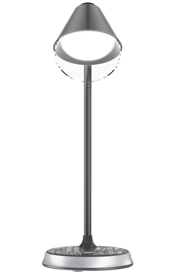 Stolná LED lampa IMMAX FINCH sivá + strieborné prvky