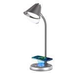 Stolná LED lampa IMMAX FINCH sivá + strieborné prvky