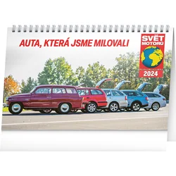 Stolní kalendář Svět motorů – Auta, která jsme milovali 2024, 23,1 × 14,5 cm