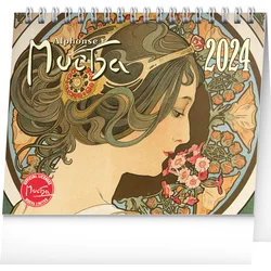 Stolový kalendár Alfons Mucha 2024, 16,5 × 13 cm