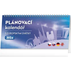 Stolový kalendár Plánovací kalendár s európskymi sviatkami 2024, 25 × 12,5 cm