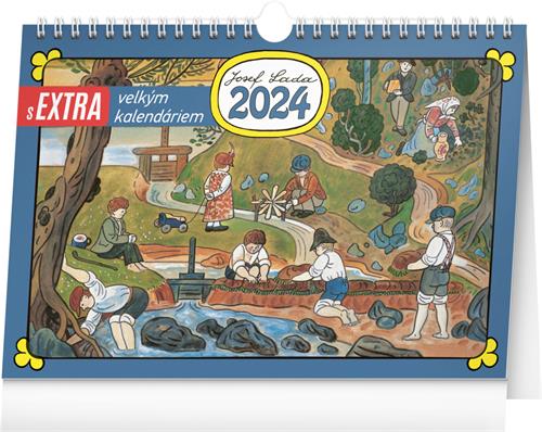Stolový kalendár s extra veľkým kalendárom Josef Lada 2024, 30 × 21 cm