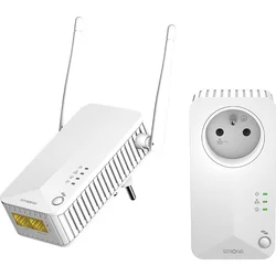 STRONG sada 2 adaptérů Powerline WF 600 DUO FR/ Powerline 600 Mbit/s/ Wi-Fi 300 Mbit/s/ 2x LAN/ bílý