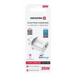 Swissten adaptér Edge GaN 35W UK, bílý  