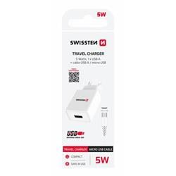Swissten adaptér Smart IC 1× USB + Micro USB, bílý  