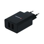 Swissten adaptér Smart IC 2× USB 2.1A ECO, černý  