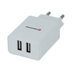 Swissten adaptér Smart IC 2× USB + Lightning MFi, bílý  