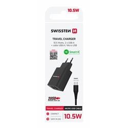 Swissten adaptér Smart IC 2× USB + Micro USB, černý  