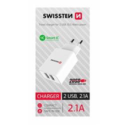 Swissten adaptér Smart IC 2× USB (samoprodavač), bílý  