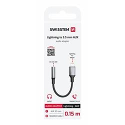 Swissten Audio adaptér Lightning / 3,5 mm AUX 0,15 m, černý