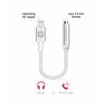 Swissten Audio adaptér Lightning / jack 0,15 m, stříbrný