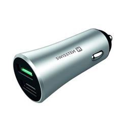 SWISSTEN CL Aadaptér Quock Charge 3.0 + USB 2,4A 30W stříbrný 20111630 - Mobilní telefony - příslušenství