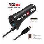 Swissten CL autonabíječka USB-C + USB 2,4A Power