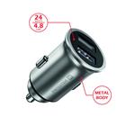 SWISSTEN CL USB adaptér do auta 2xUSB 4,8A strieborný