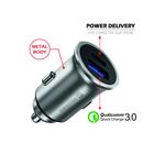 SWISSTEN CL USB adaptér do auta Power Delivery USB-C + Quick Charge USB 3.0 36W, nabíjačka, strieborný (ECO PACKAGE)