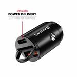 SWISSTEN CL USB adaptér do auta Power Delivery USB-C + Super Charge 3.0 30W, nabíjačka, čierna