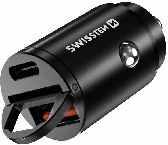 SWISSTEN CL USB adaptér do auta Power Delivery USB-C Super Charge 3.0 30W, nabíjačka, čierny