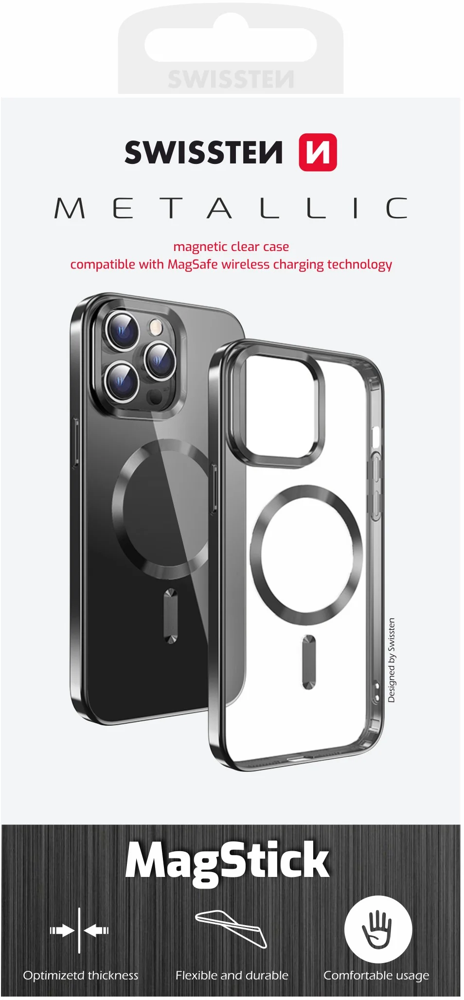 Swissten Clear Jelly MagStick Apple iPhone 16 Plus, černé