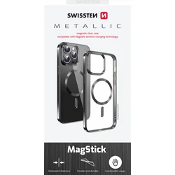 Swissten Clear Jelly MagStick iPhone 16 Plus, černé