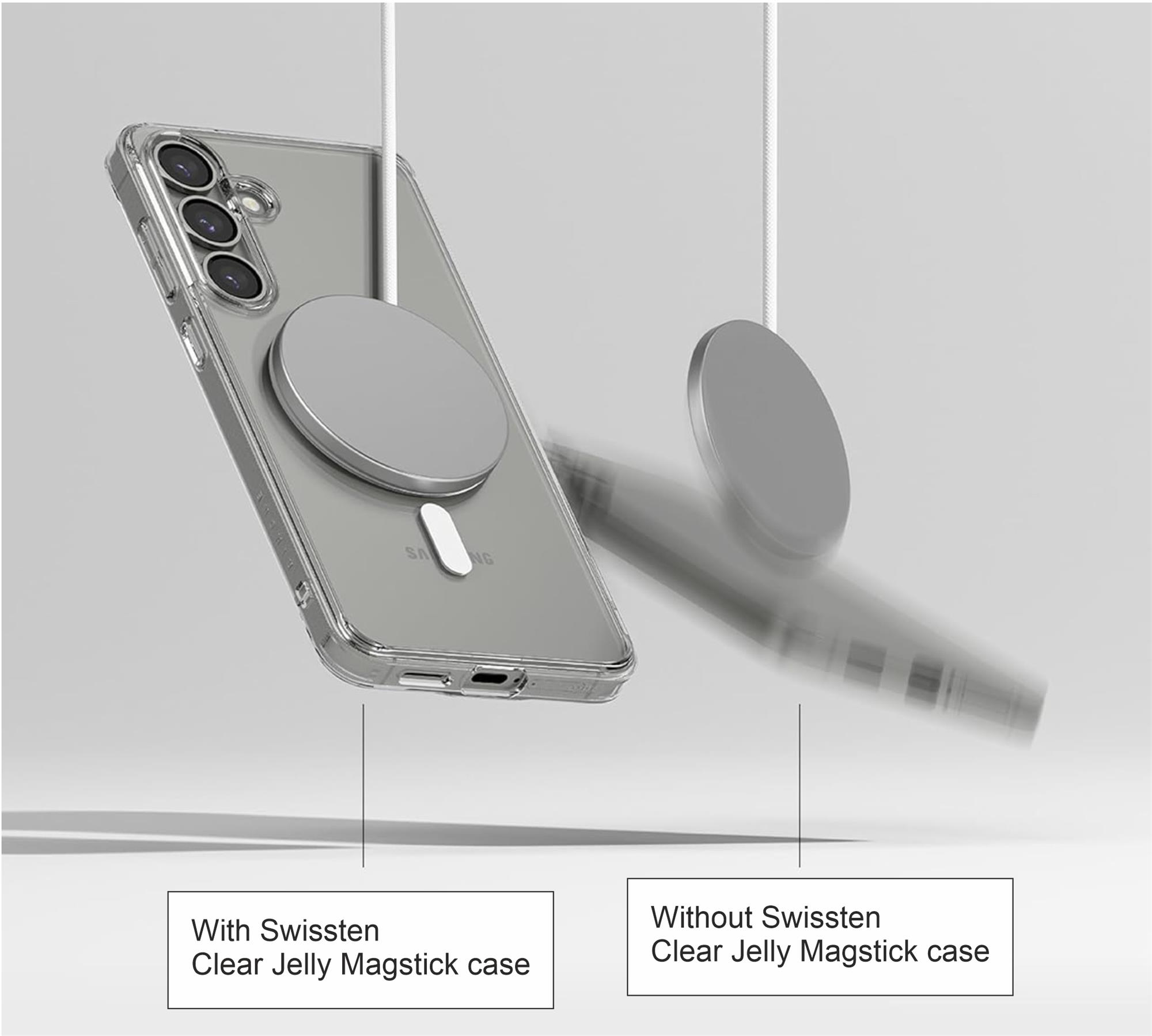Swissten Clear Jelly MagStick pre Samsung S25+, priehľadný