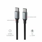 Swissten Datový kabel Textile II USB-C / USB-C 1,5 m, černý 