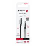 Swissten Datový kabel Textile II USB-C / USB-C 1,5 m, černý 