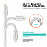 Swissten Datový kabel Textile USB-C / Lightning MFi 1,2m, stříbrný
