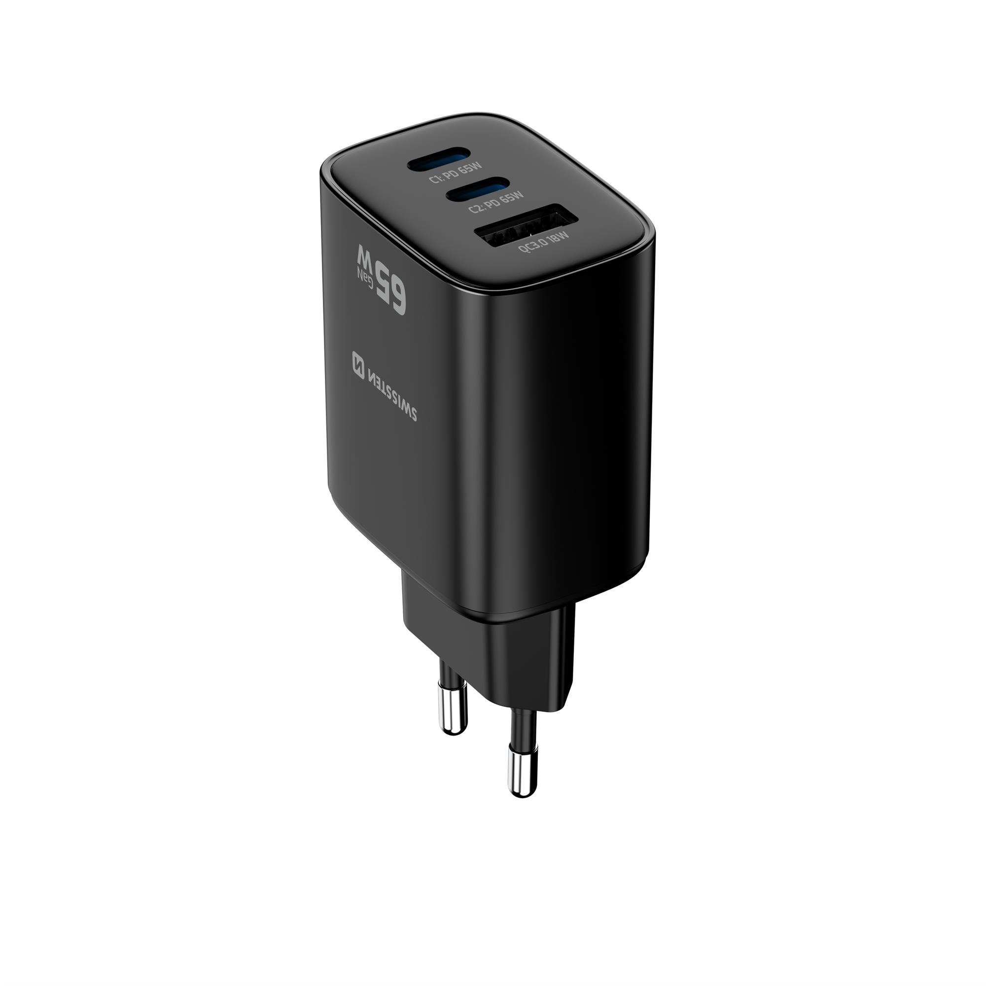 Swissten Edge GaN adaptér 65 W, černý