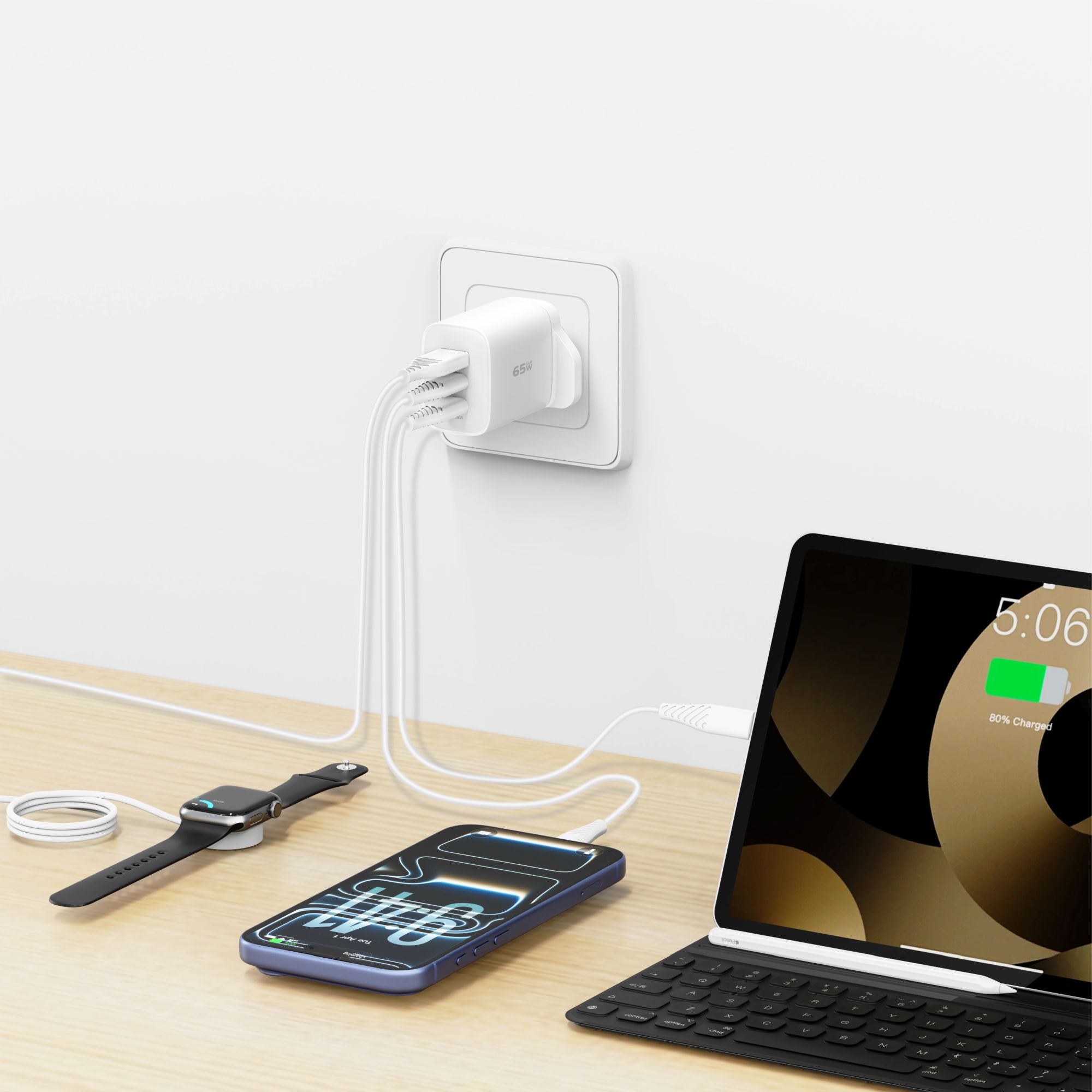 Swissten Edge GaN síťový adaptér 65 W, bílý (UK)