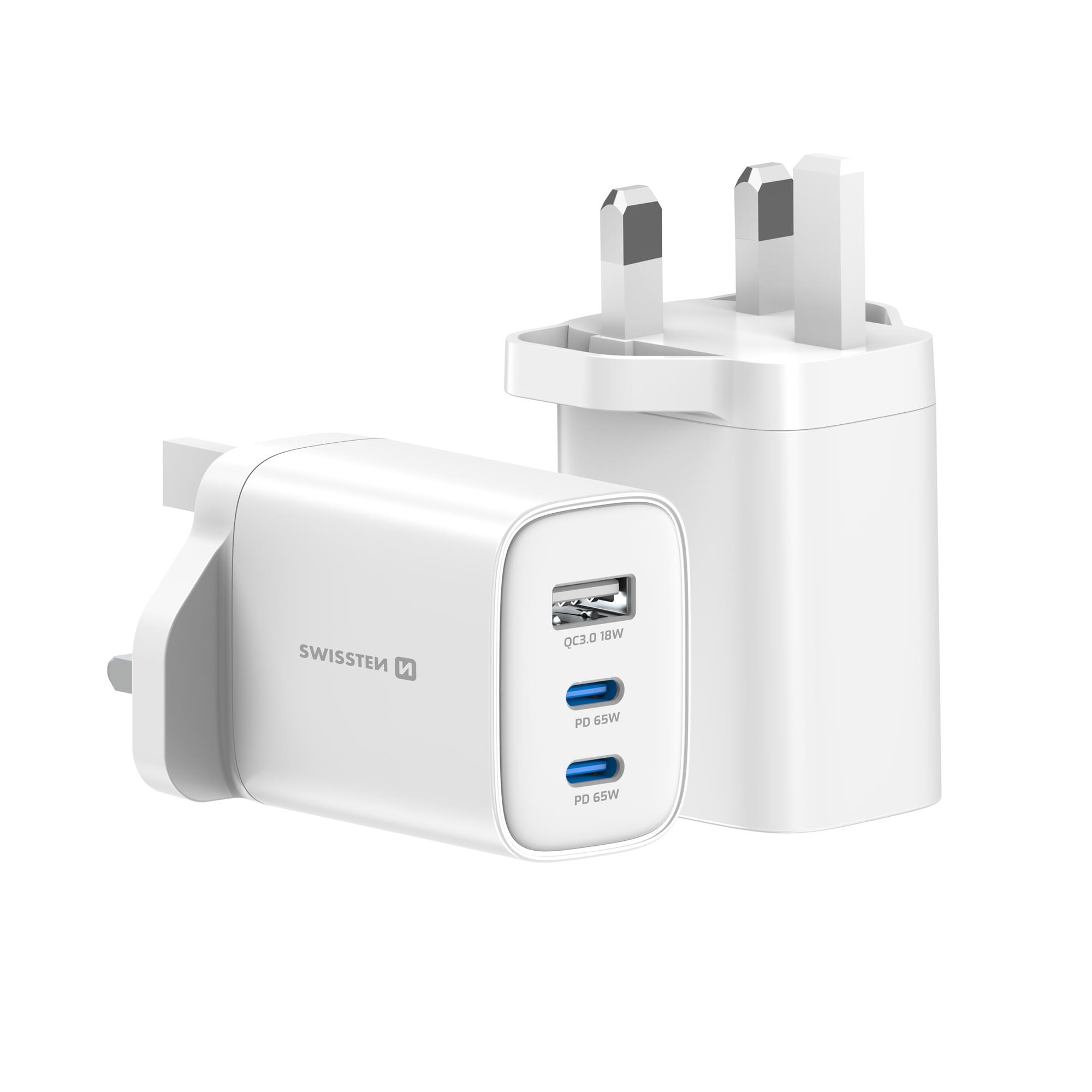Swissten Edge GaN síťový adaptér 65 W, bílý (UK)