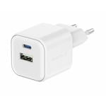 Swissten GaN adaptér 20 W + USB-A, biely  
