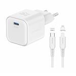 Swissten GaN adaptér 20W + Lightning kabel, bílý  