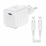 Swissten GaN adaptér 35 W + kábel USB-C, biely  