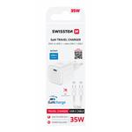 Swissten GaN adaptér 35 W + kábel USB-C, biely  
