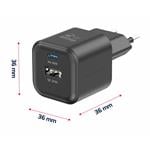 Swissten GaN adaptér 35 W + USB-A, čierny  