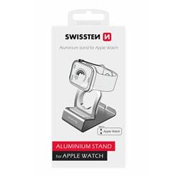 Swissten Hliníkový stojánek pro Apple Watch, stříbrný