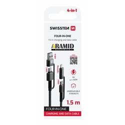 Swissten kabel Aramid 4in1 1,5 m, antracit