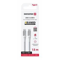 Swissten kabel Aramid USB-C / USB-C 1,5 m, bílý