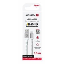 Swissten kabel Aramid USB / USB-C 1,5 m, bílý