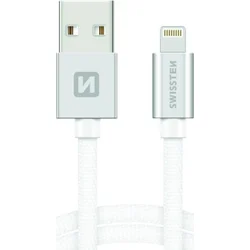 Swissten kabel Lightning MFi 1.2 m, stříbrný